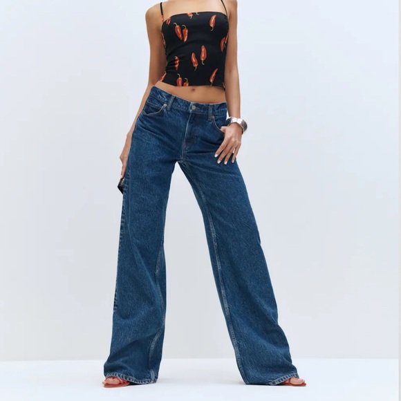 NWT Reformation Cary Low Rise Slouchy Wide Leg Jeans in Cleary - Main Image
